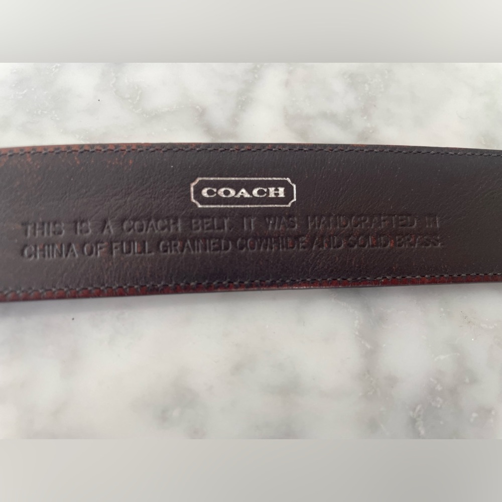 Coach Dark Brown Belt Full Grain Leather size 38 - Picture 3 of 7